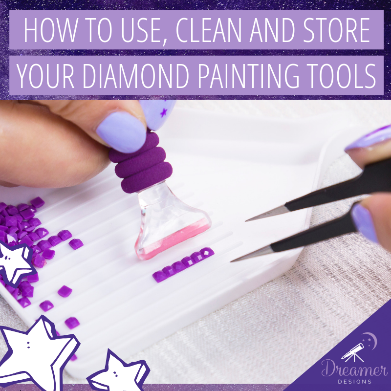 diamond painting tool kit - pen, tray, wax, tweezers, small bags