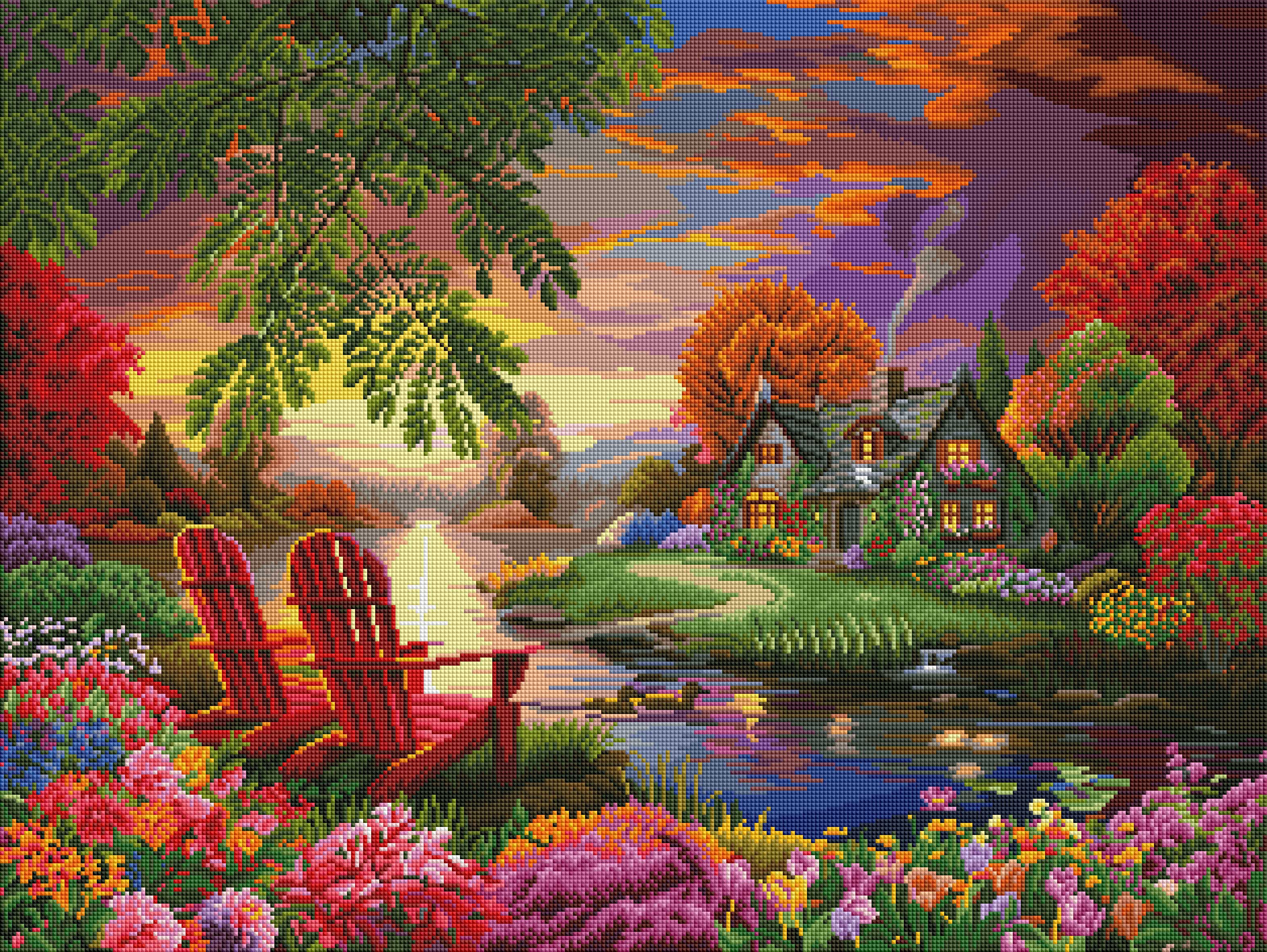 Red Chairs At Sunset