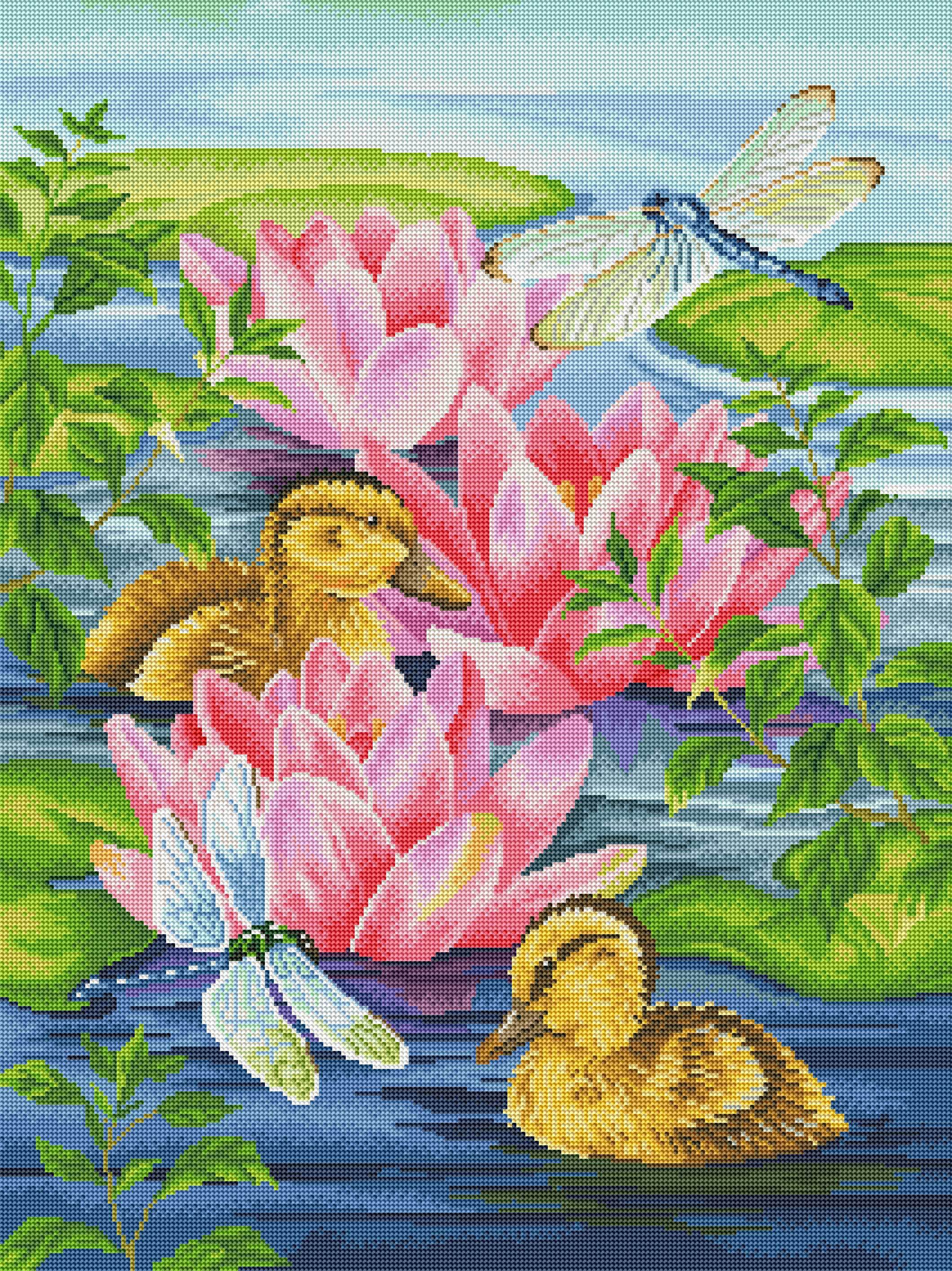 Water Lilies and Ducklings