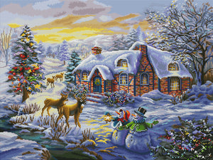 Snow Cottage Christmas - Diamond Art World