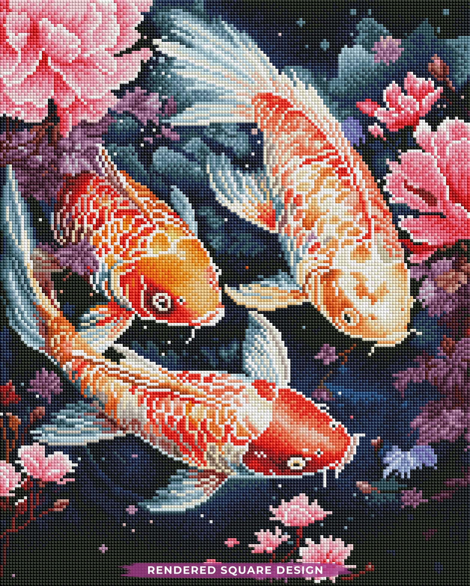 Koi Carp And Peach Flowers