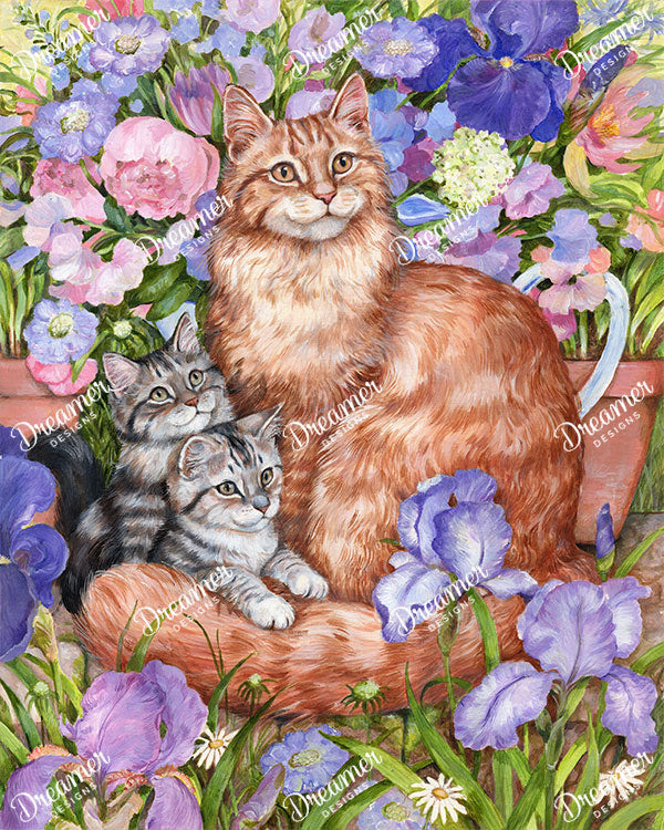Cats Among Irises