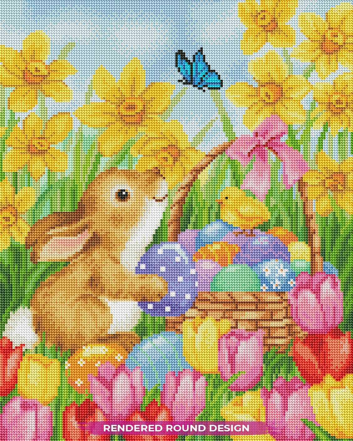 Easter Rabbit with Flowers