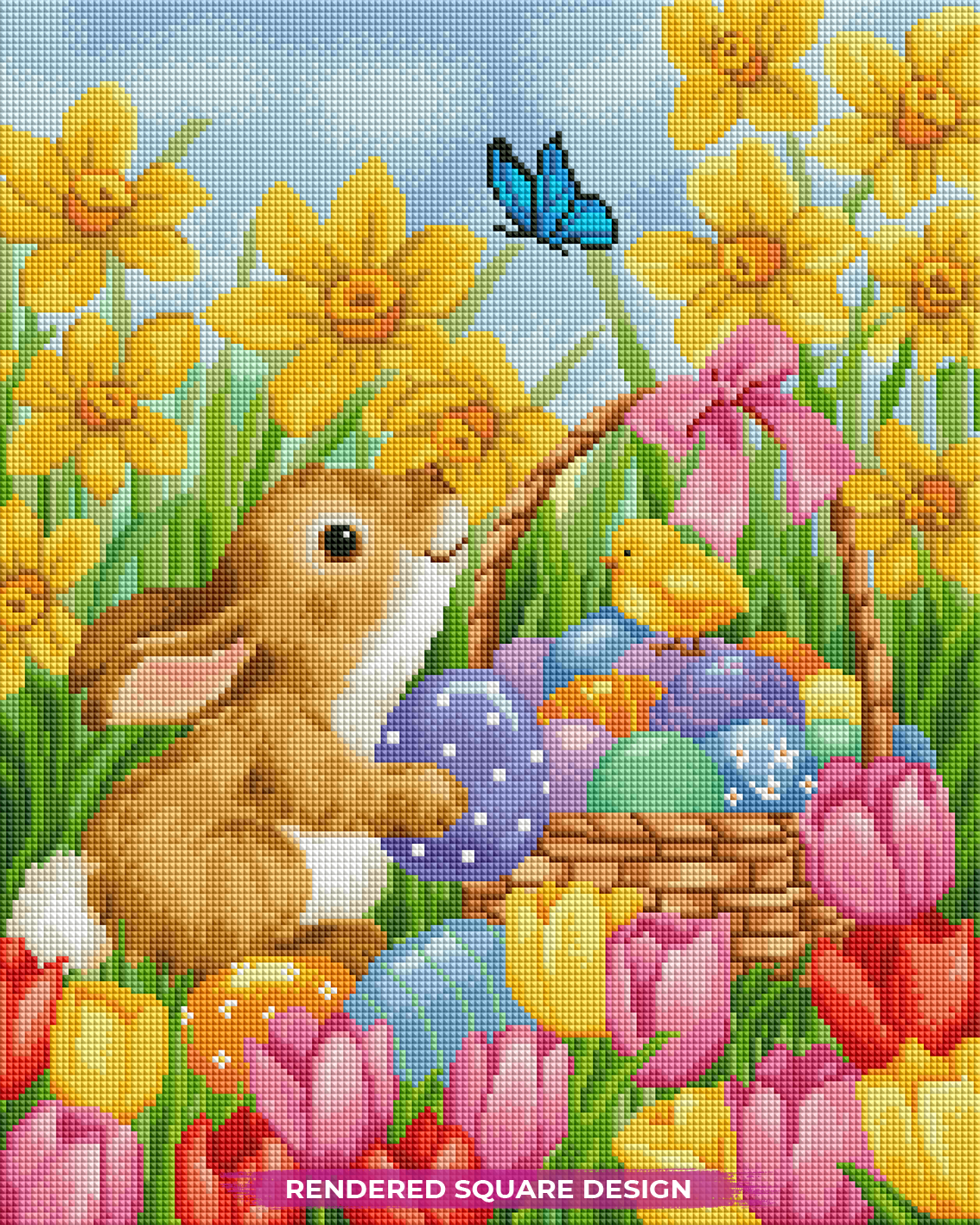 Easter Rabbit with Flowers