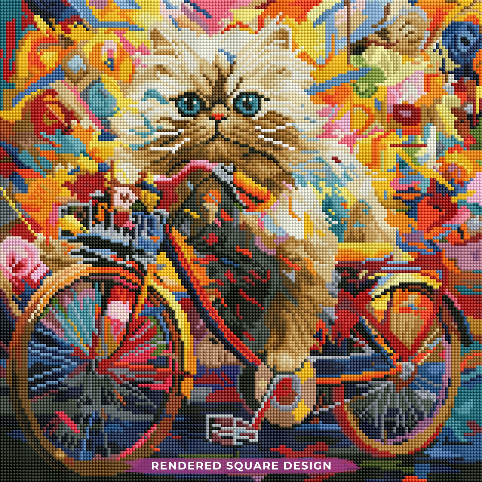 Kitten's Floral Ride