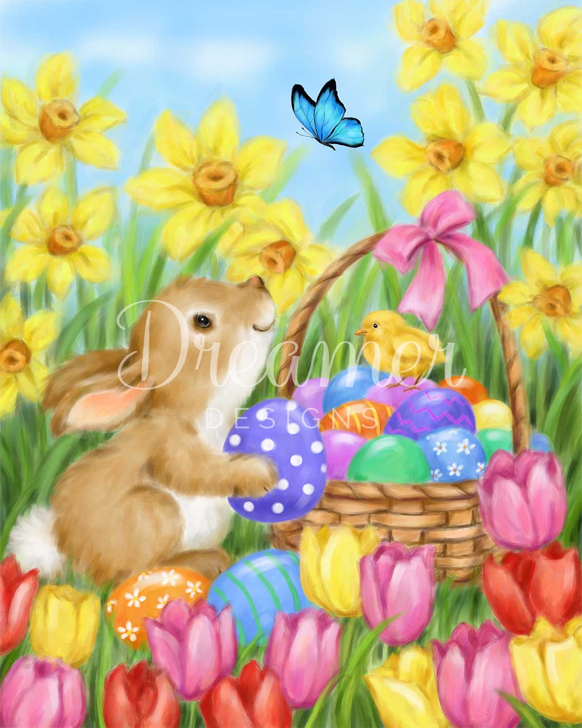 Easter Rabbit with Flowers