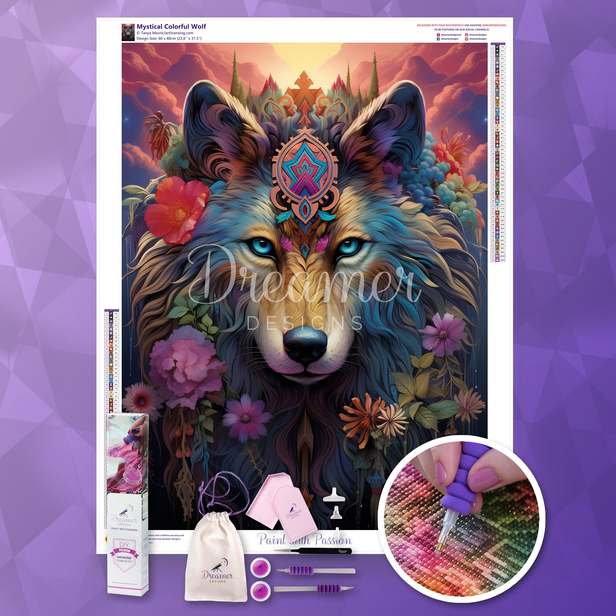 Mystical Colorful Wolf