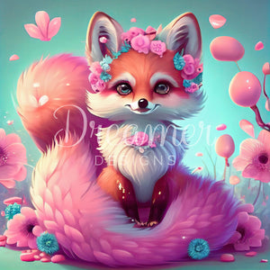 Floral Sticker  The Charming Fox