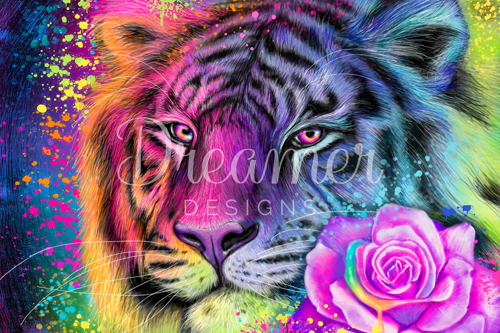 Neon Rainbow Tiger