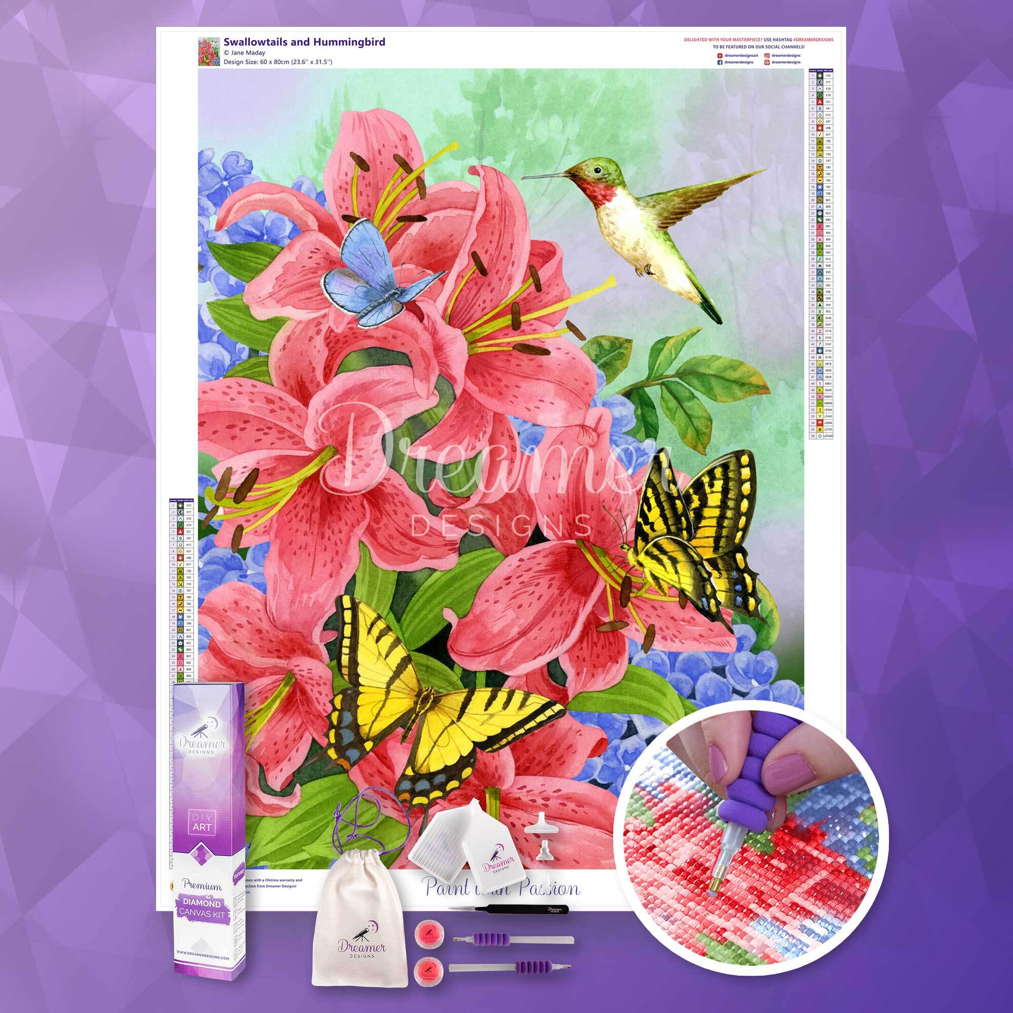 Swallowtails and Hummingbird