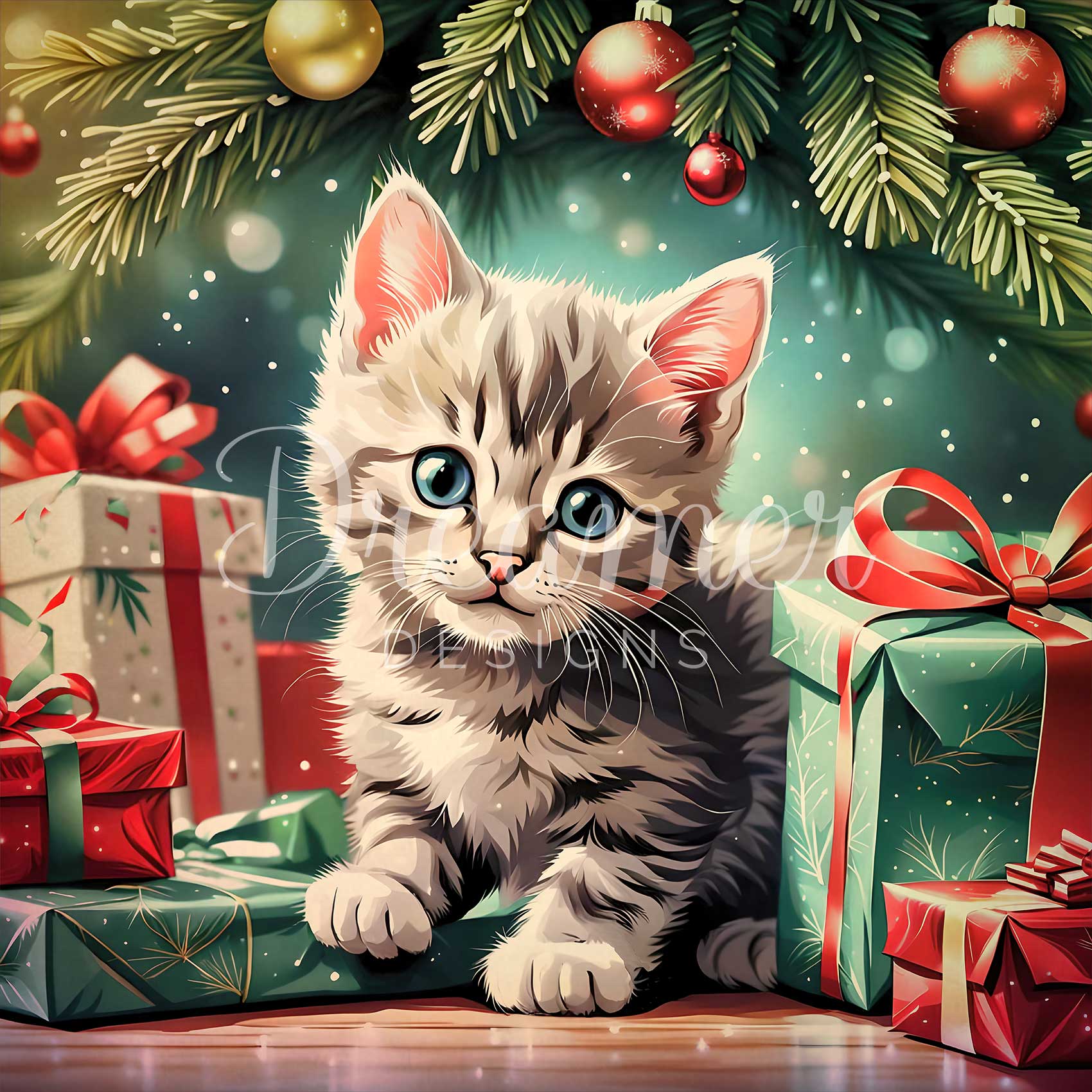 Vintage Christmas Kitten
