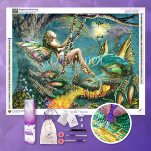 Fairy Elf and her Dragon Diamond Painting Kits by Heartful