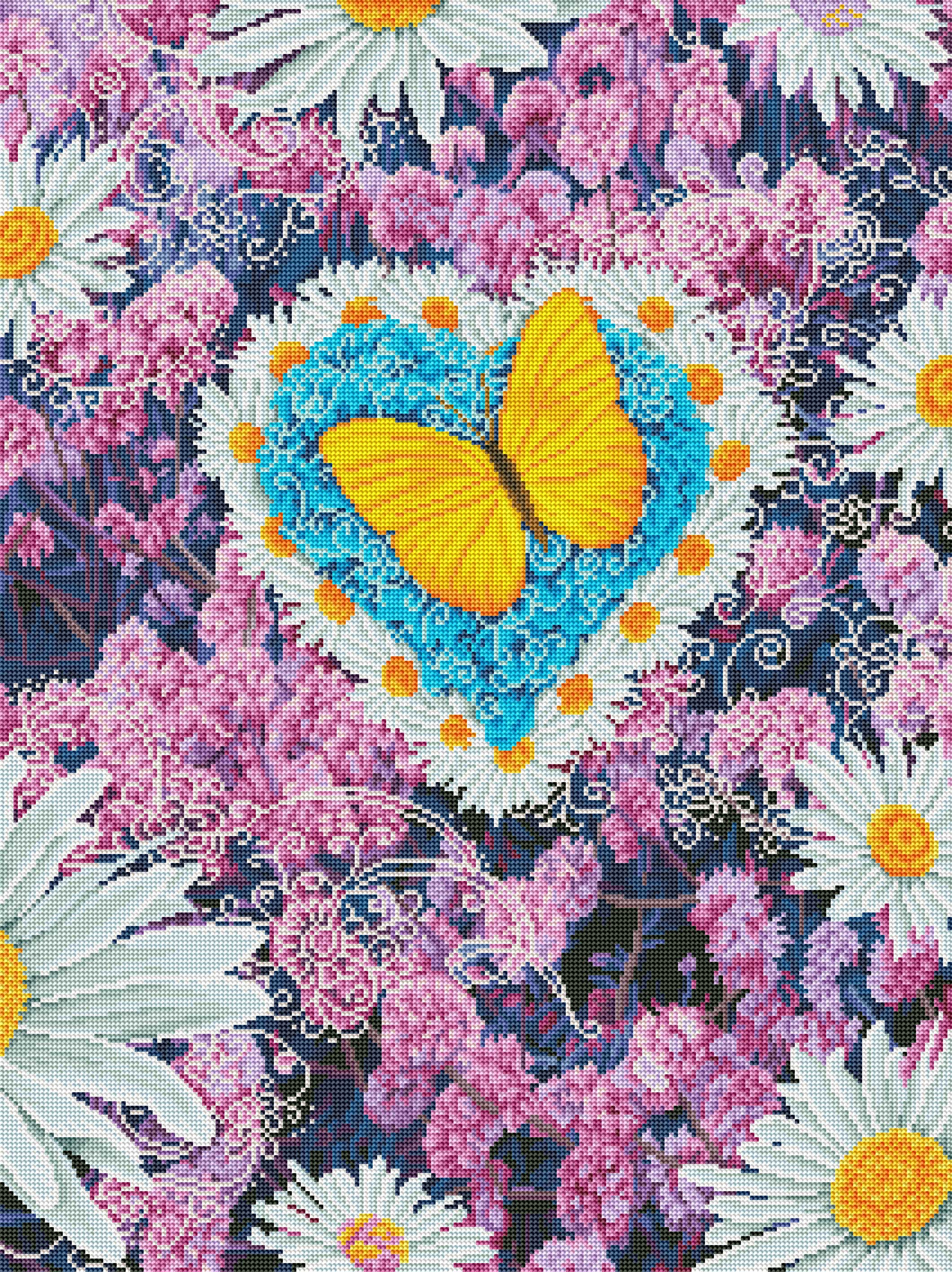 Butterfly Daisy Heart