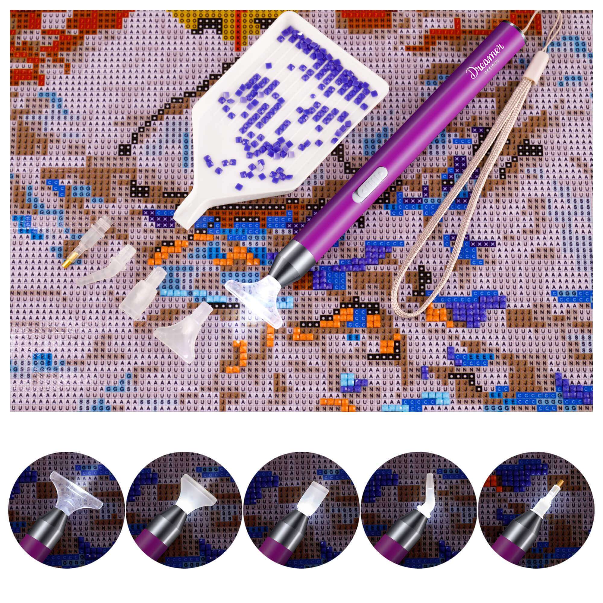 5 Pieces LED Diamond Painting Drill Pen 5D Diamond Painting Lighted Pen  Diamond Painting Accessories , Pen Heads for Painting Craft 