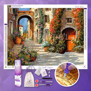 Premium Paint by Numbers Kit La Porta Rossa Sulla Salita Guido