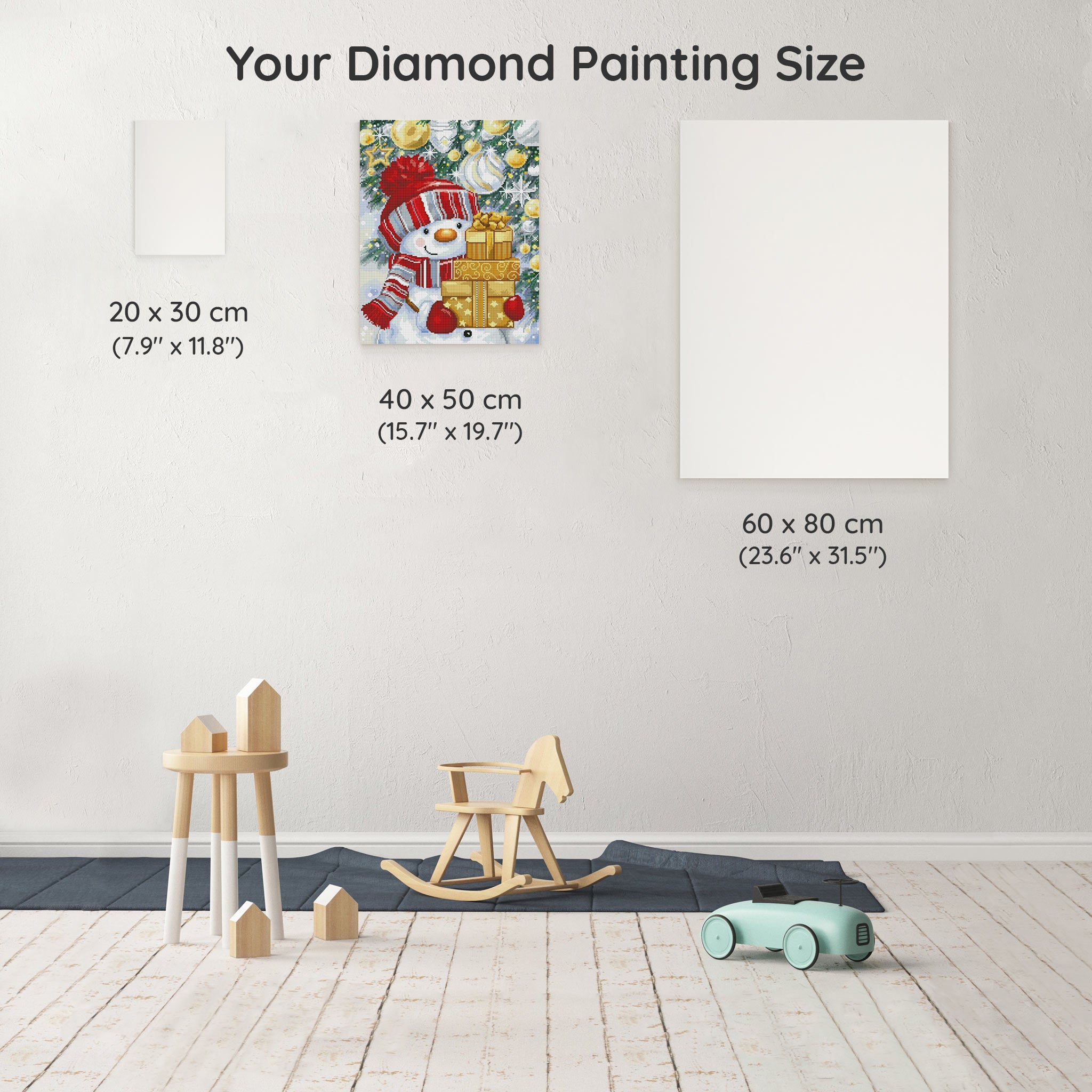 Snowman with Gold and Silver Presents