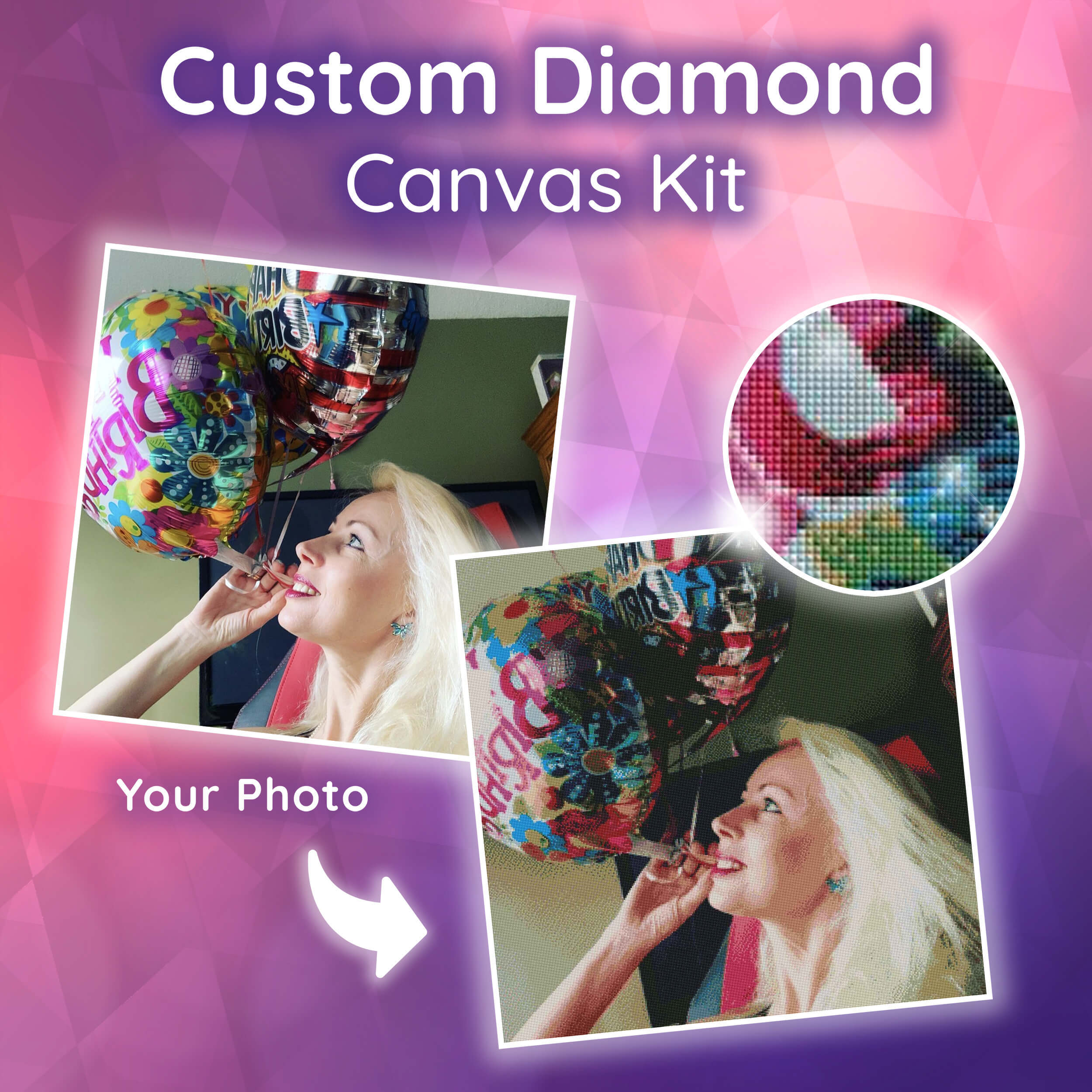 Custom 5D Diamond Painting, DIY Personalized Diamond Art Photo for Adults,  Customized Diamond Painting Pictures Kits, Personal Customized Gifts Home