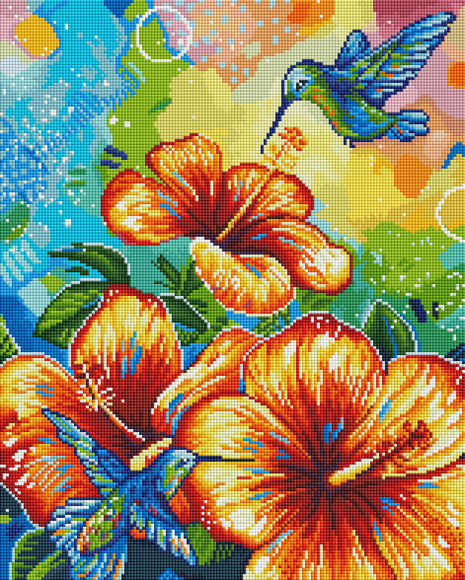 Hibiscus and Hummingbird