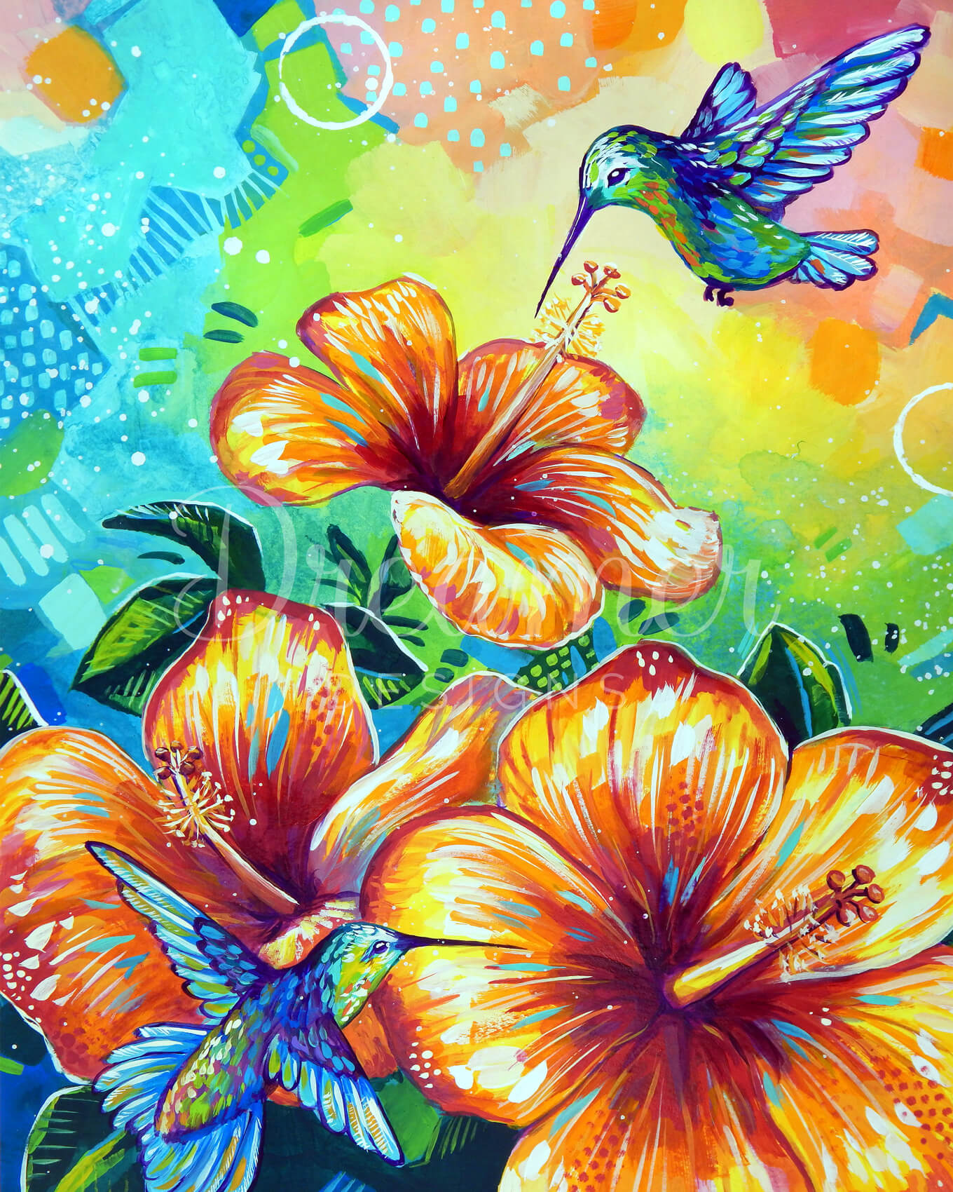 Hibiscus and Hummingbird