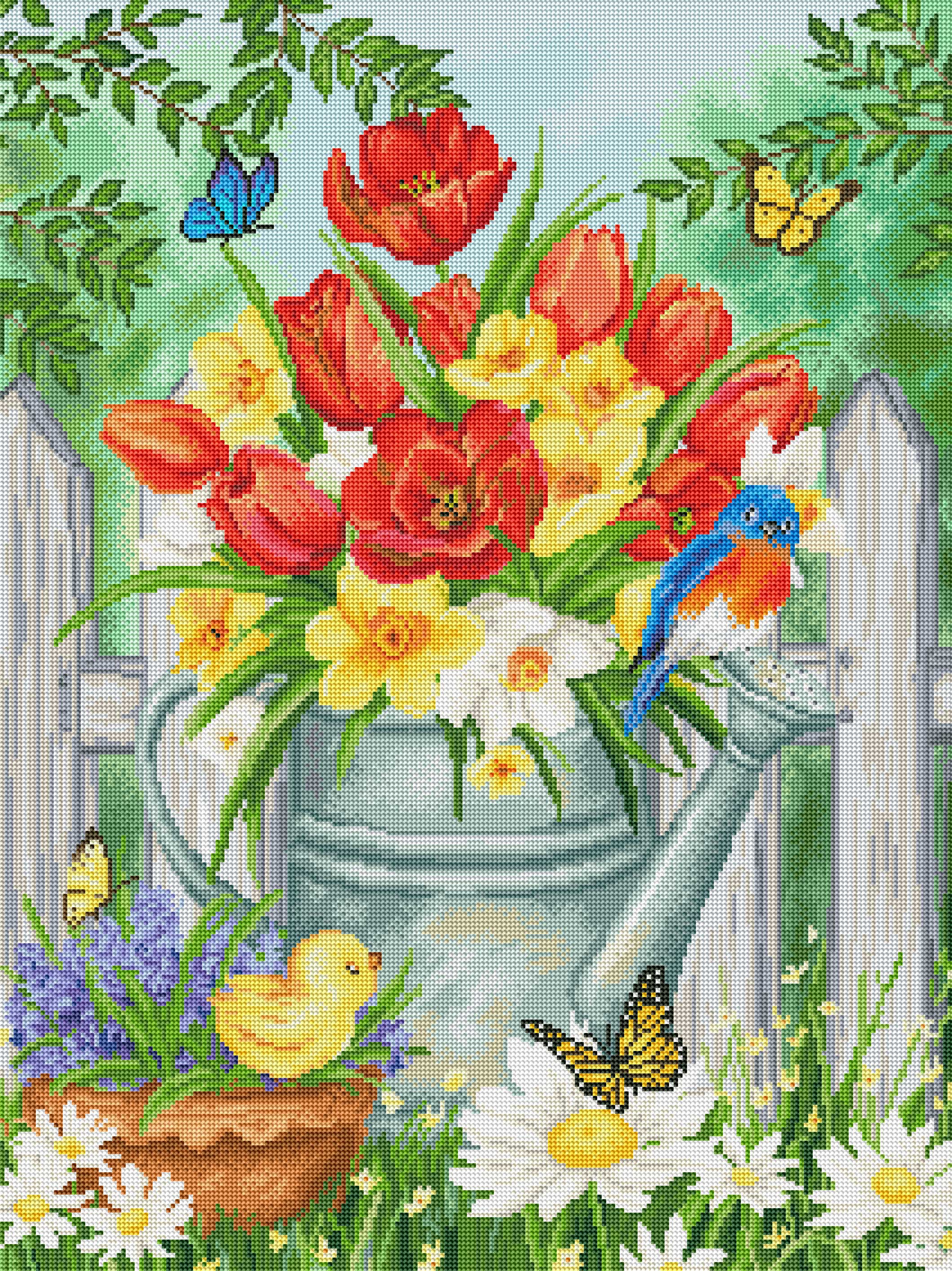Watering Can with Flowers