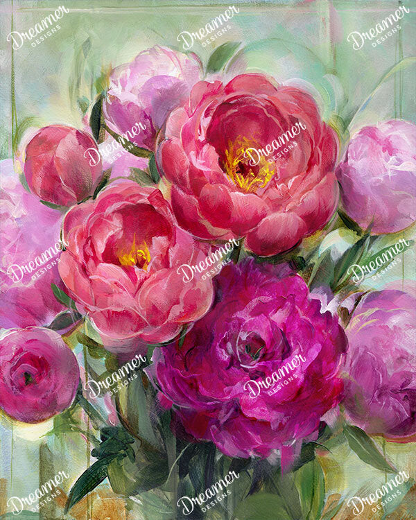 Peonies on Mint