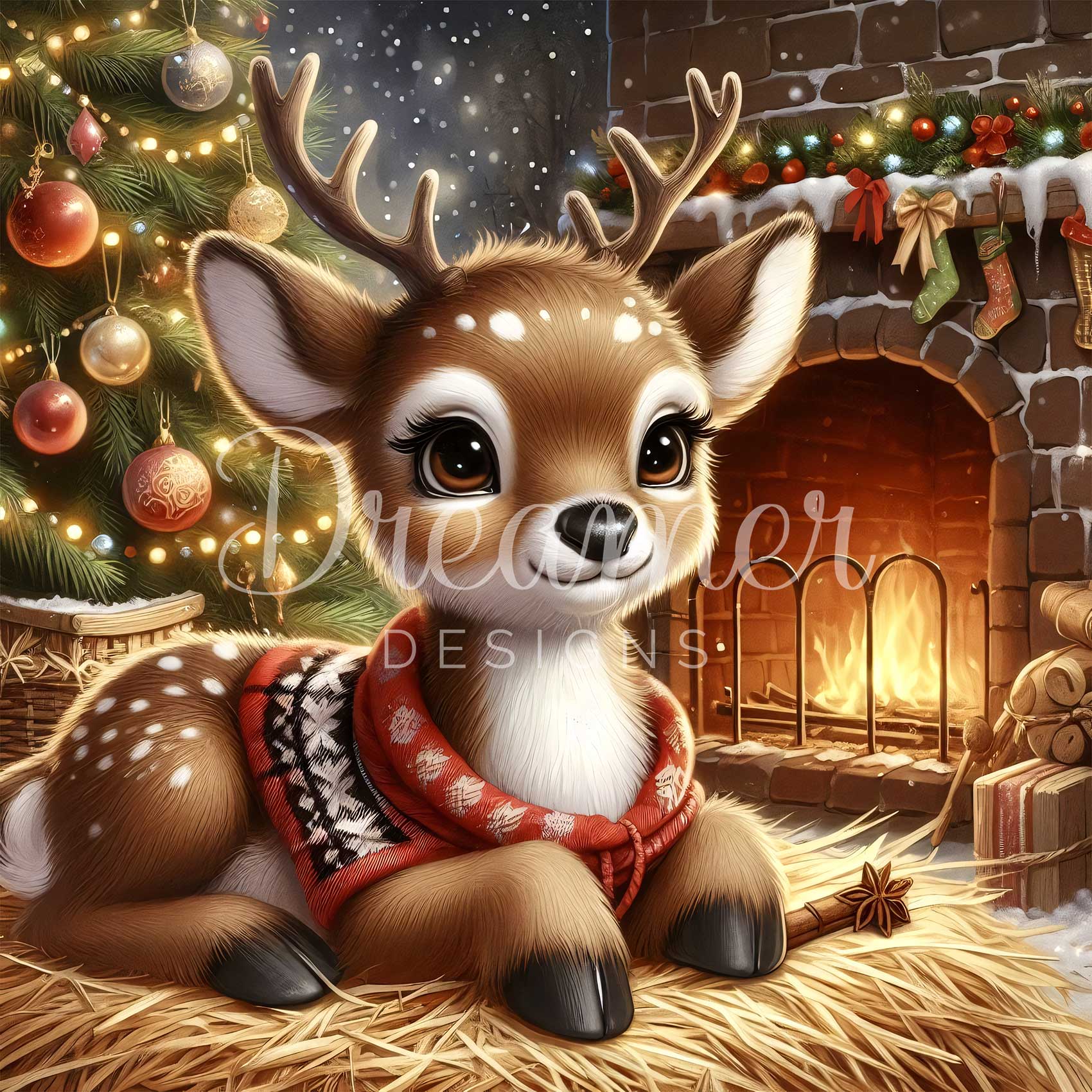 Cozy Christmas Fawn