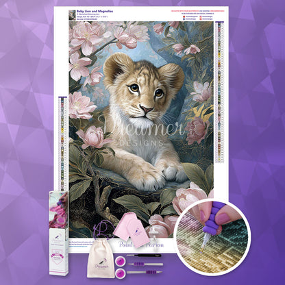 Baby Lion and Magnolias
