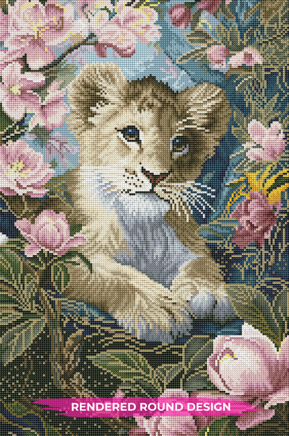 Baby Lion and Magnolias