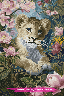 Baby Lion and Magnolias