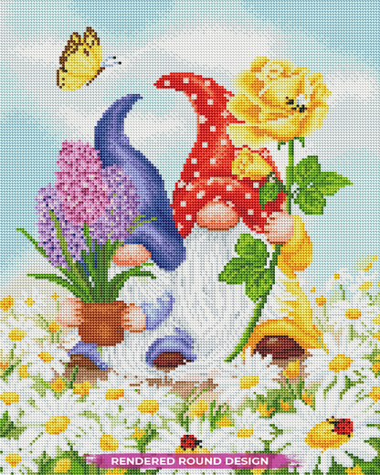 Gnomes with Spring Flowers