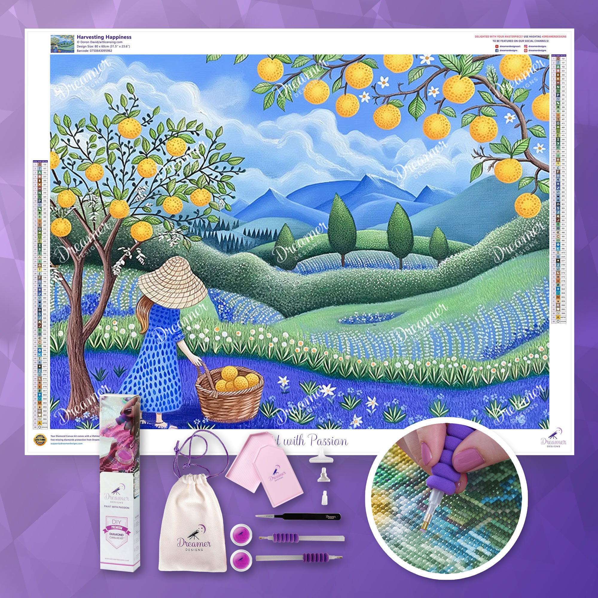 Dreamer Designs DIYダイヤモンドキャンバスキット Harvesting Happiness