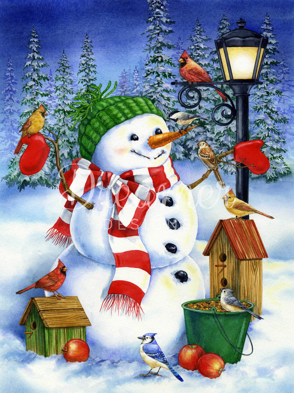 Snowman and Birds