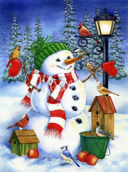 Snowman and Birds