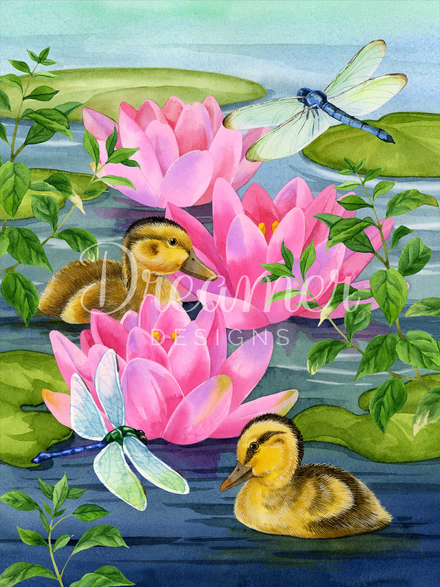Water Lilies and Ducklings