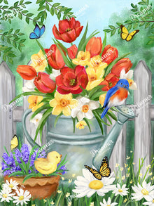 Watering Can with Flowers
