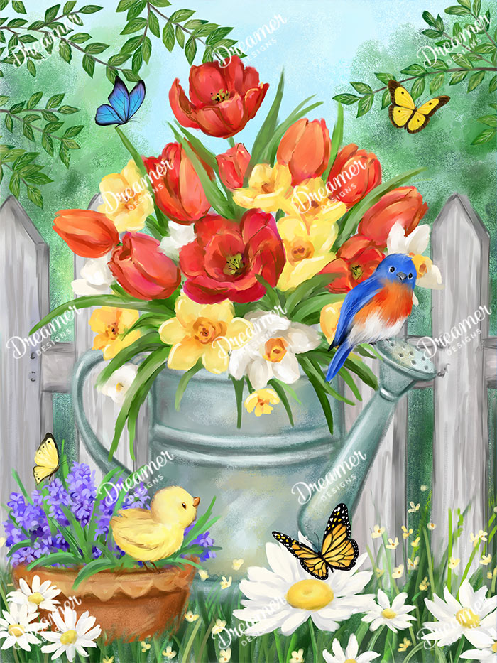 Watering Can with Flowers