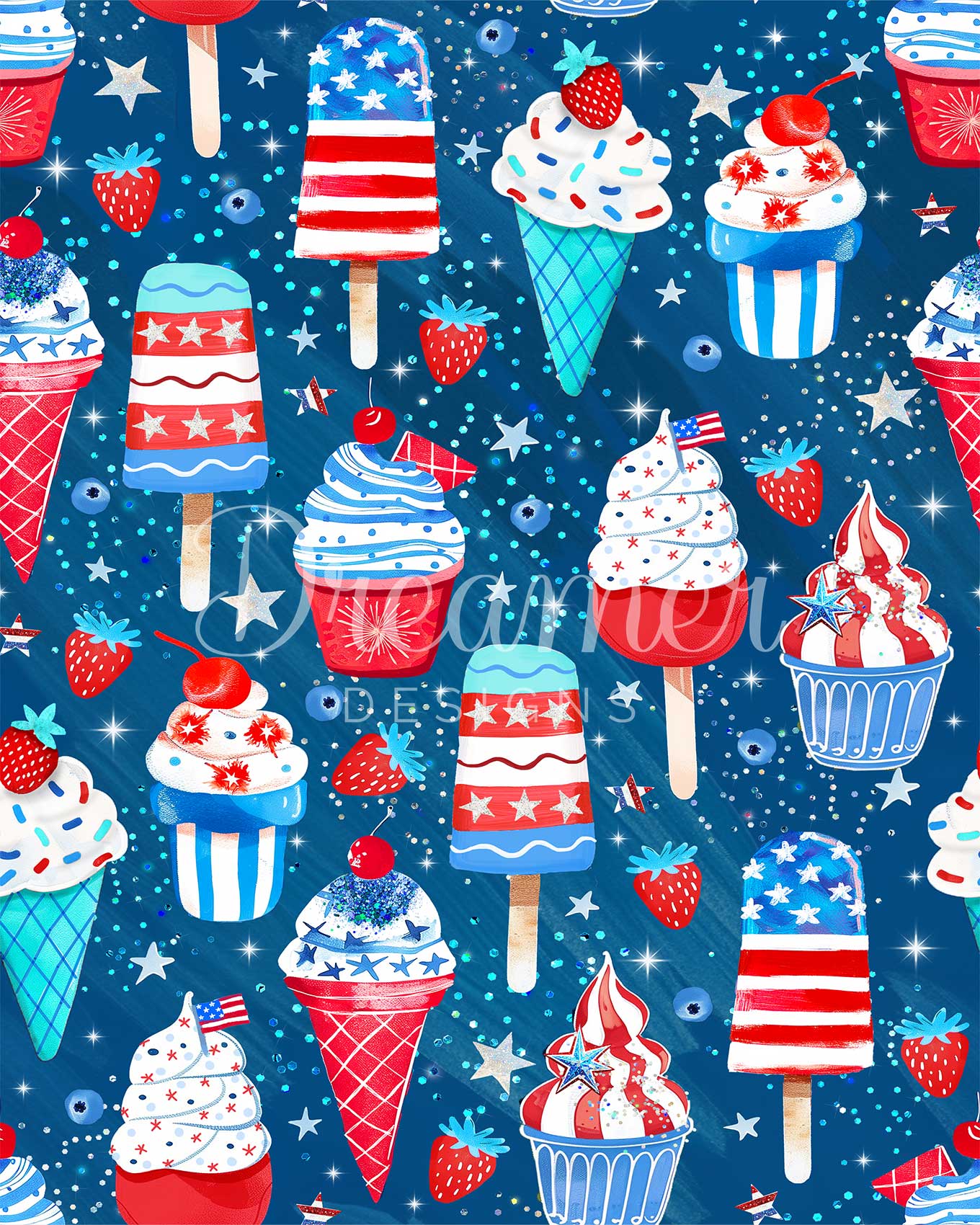 Red White and Blue Ice Cream