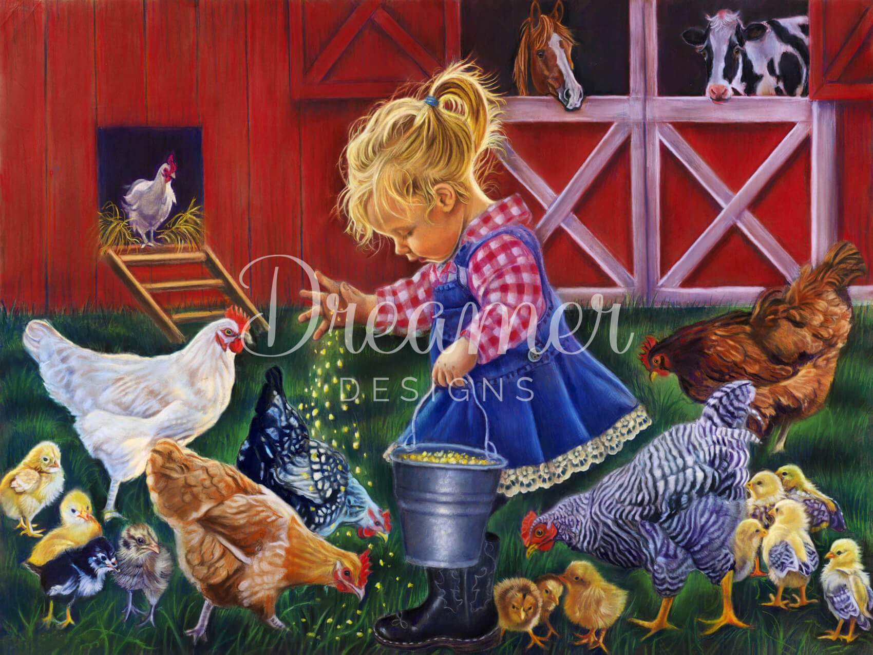 【ダイヤモンドアート】Little Farmer Girl LittleFarmerGirl-80x60cm-ROUND