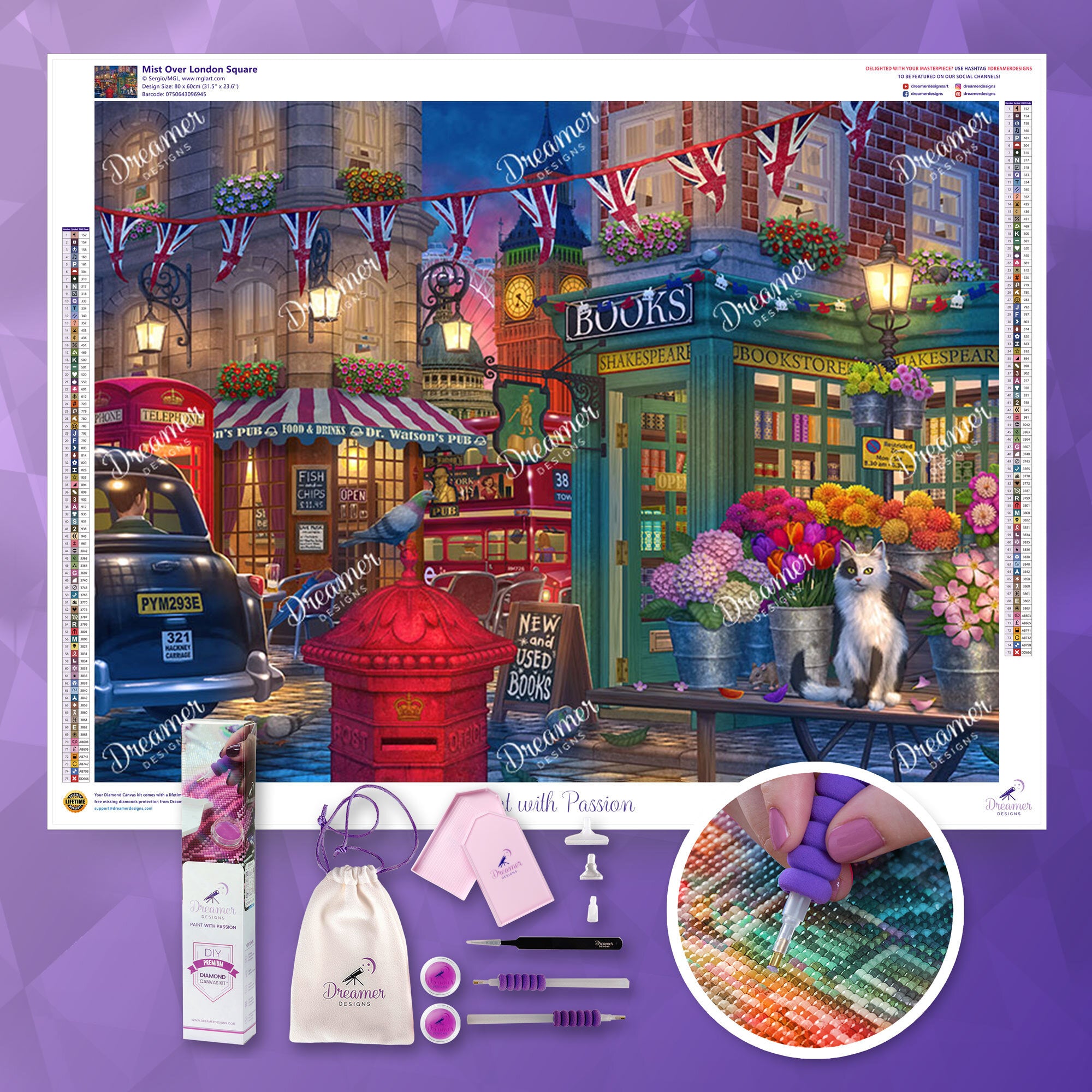 Dreamer Designs ダイヤモンドアート　未開封　スクエアビーズ Mist Over London Square