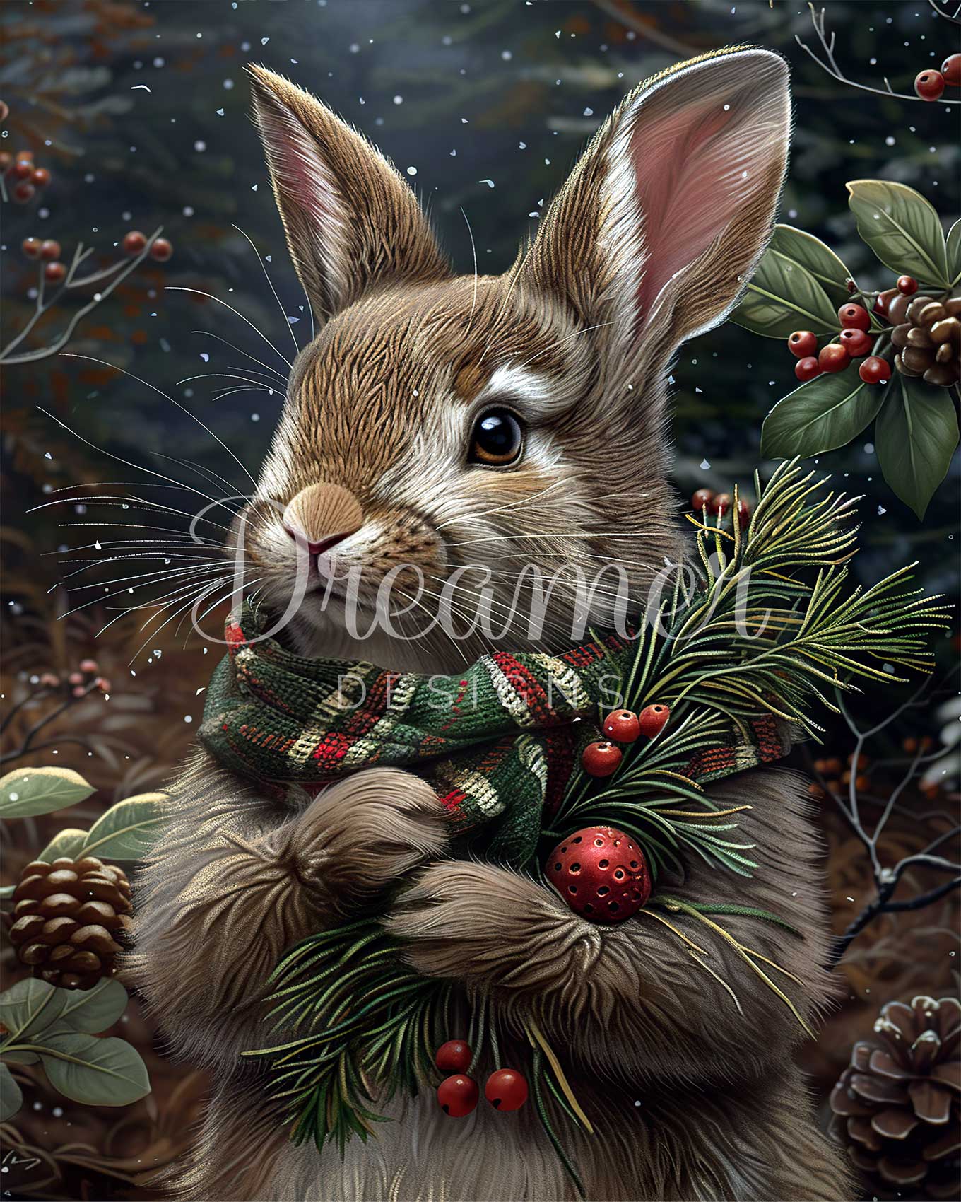 Christmas Rabbit With Scarf