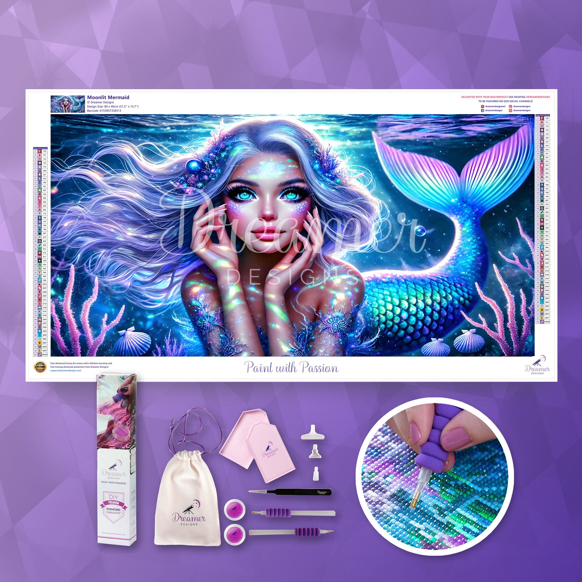DreamerDESIGNS ダイヤモンドアートキット　ドリーマーデザインズ Moonlit Mermaid