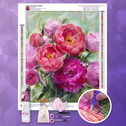 Peonies on Mint