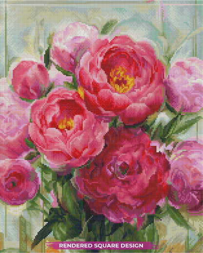 Peonies on Mint