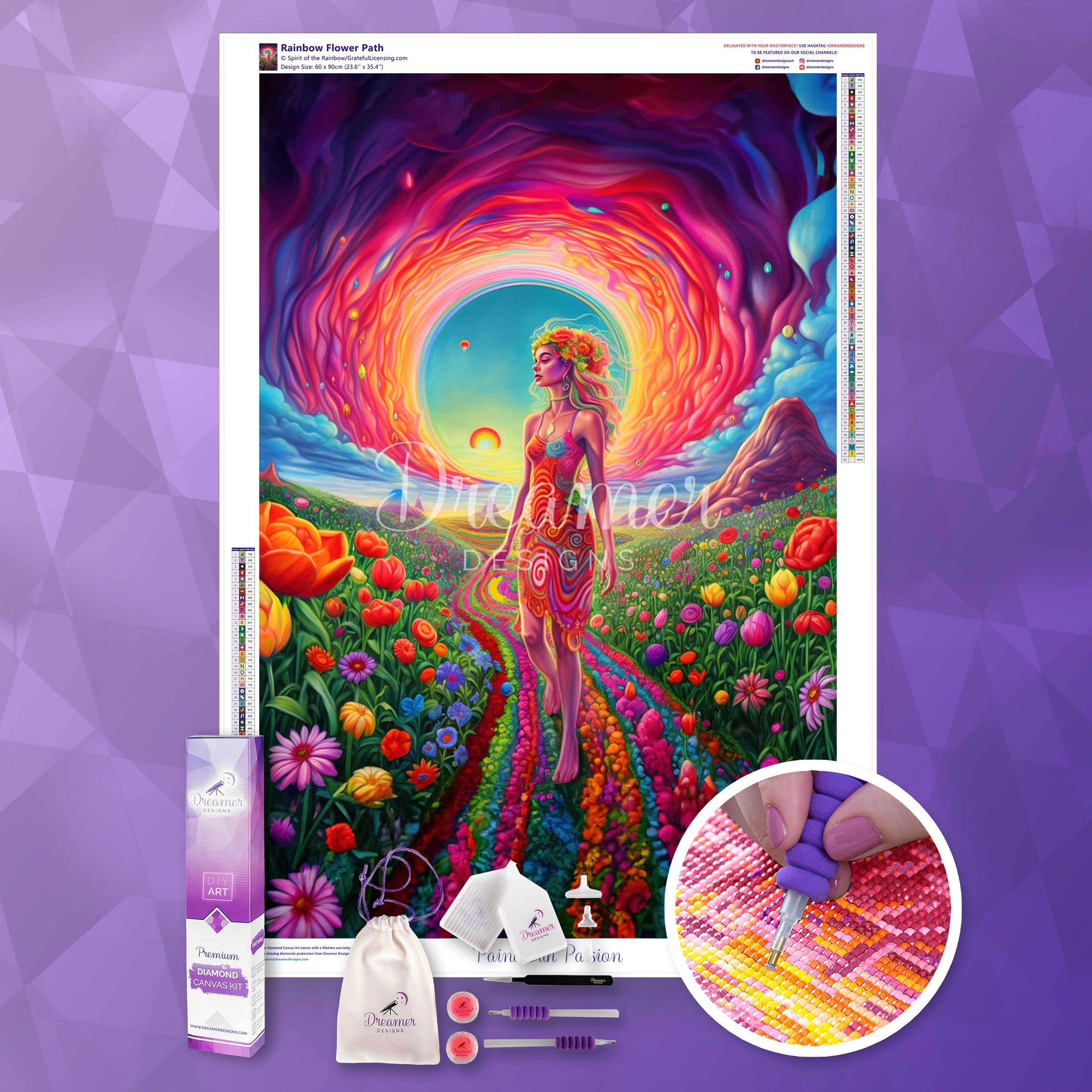 Dreamer Designs ダイヤモンドアート Rainbow Tulips Rainbow Flower Path – Dreamer Designs