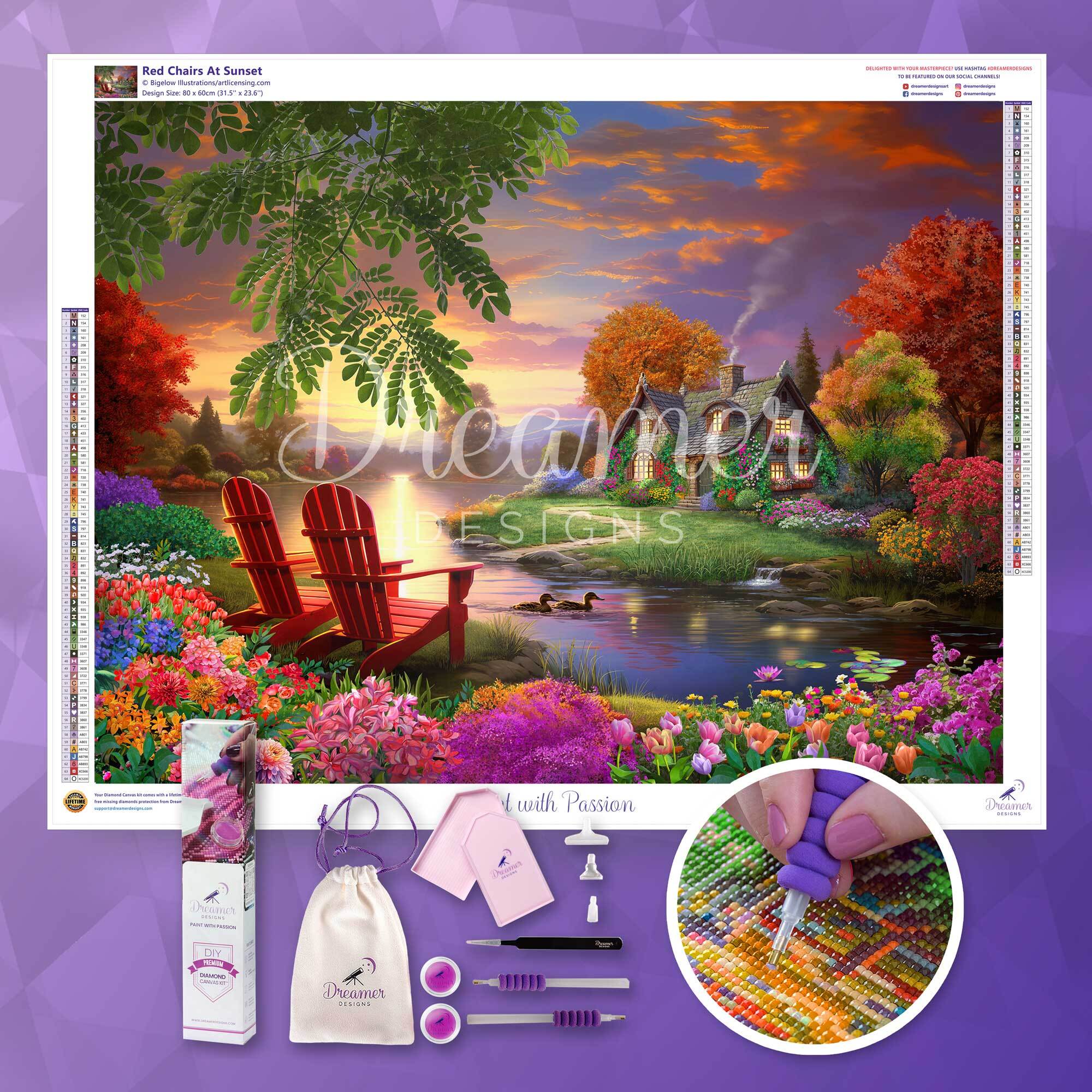 Red Chairs At Sunset