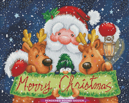 Santa and 2 Reindeers