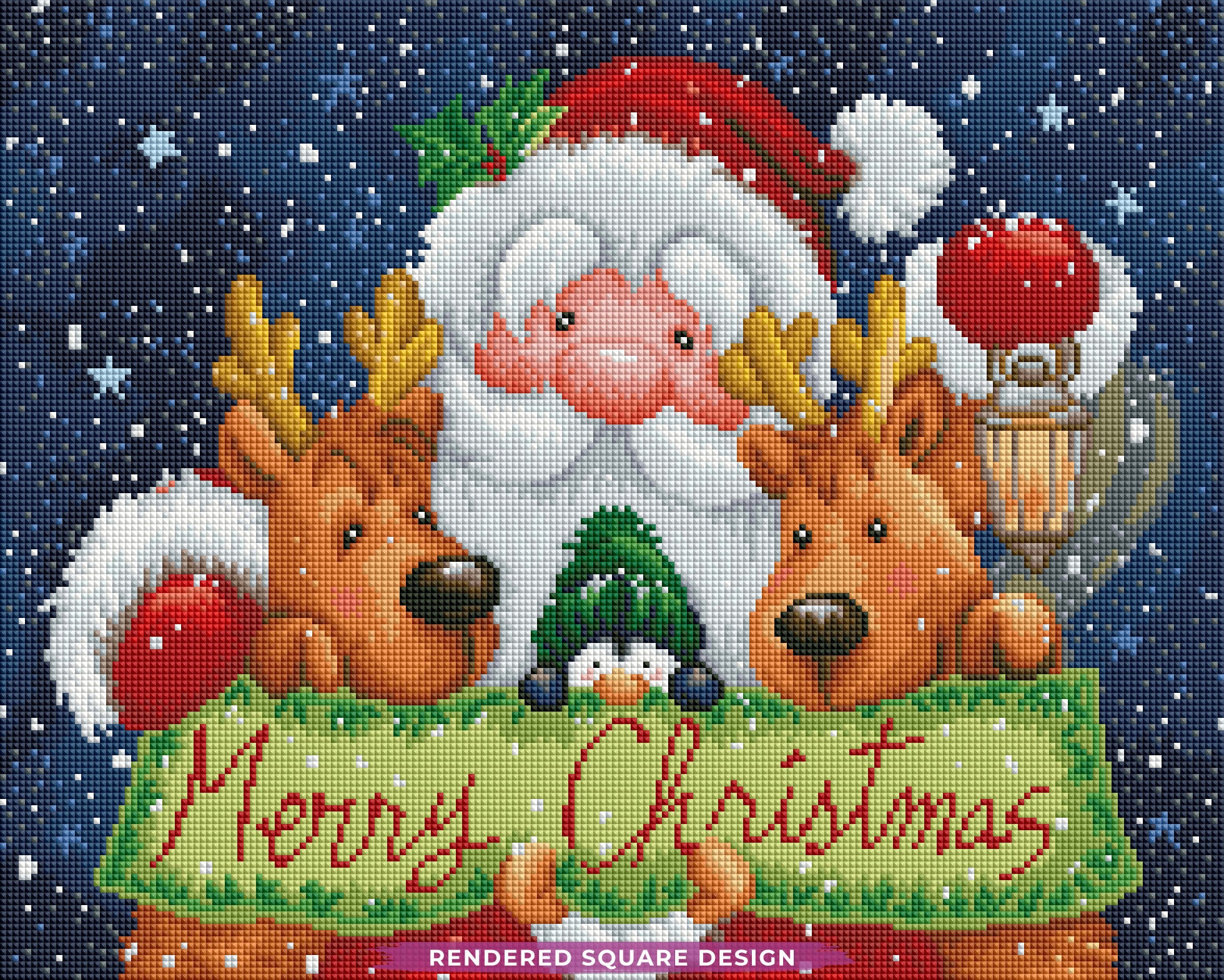 ダイヤモンドアート　ドリーマーデザインズ　Dreamer Designs Santa and 2 Reindeers – Dreamer Designs