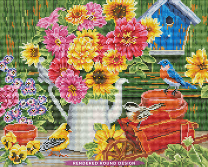 Spring Bouquet with Birds
