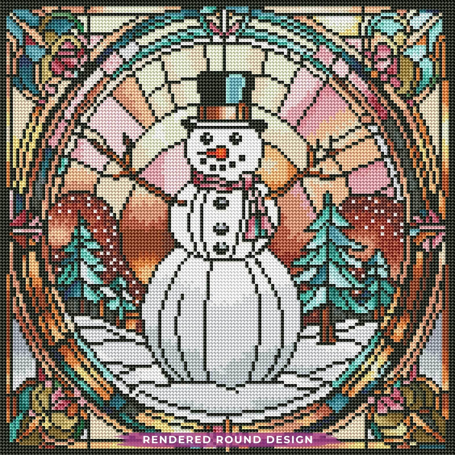 Stained Glass Snowman