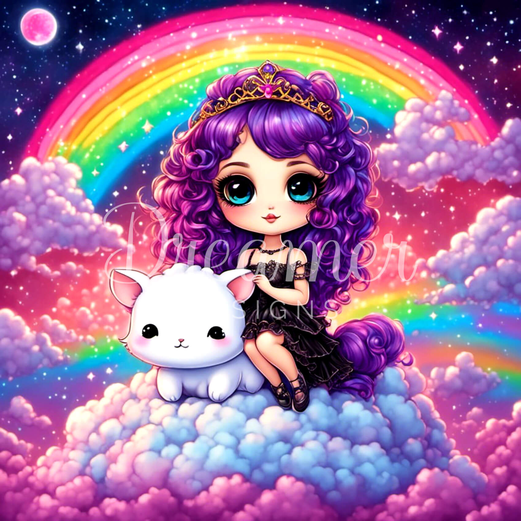 Rainbow Girl and Cat